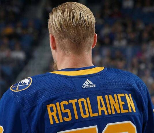 A Buffalo Sabres Reunion? Why Rasmus Ristolainen Makes Sense Philadelphia Flyers defenseman Rasmus Ristolainen, seen here from the back during a game, is the subject of trade rumors linking him to the Buffalo Sabres.