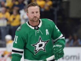 The Unexpected Trade Target: Why Steven Stamkos Has the Dallas Stars on His Radar Steven Stamkos depicted in a Dallas Stars home jersey, visualizing NHL trade rumors connecting the Predators forward to Dallas ahead of the deadline.
