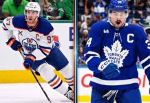 Are the Toronto Maple Leafs Trading Auston Matthews? The Truth Revealed A side-by-side comparison image of Connor McDavid and Auston Matthews, illustrating the potential blockbuster scenario of both superstar centers playing for the Toronto Maple Leafs.