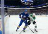 How to Watch Dallas Stars vs Buffalo Sabres Tonight: TV Channels & Stream Buffalo Sabres defenseman Rasmus Dahlin (26) in blue battles Dallas Stars forward Jason Robertson (21) in white for the puck during an NHL game at KeyBank Center.