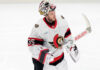 Ottawa Senators goaltender Linus Ullmark in net during a 2026 NHL game amid offseason trade rumors and roster evaluations.