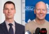 A split-screen photograph featuring former NHL executive John Chayka on the left and legendary Toronto Maple Leafs captain Mats Sundin on the right, representing the rumored new front office management structure for the Toronto Maple Leafs.