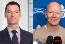 A split-screen photograph featuring former NHL executive John Chayka on the left and legendary Toronto Maple Leafs captain Mats Sundin on the right, representing the rumored new front office management structure for the Toronto Maple Leafs.