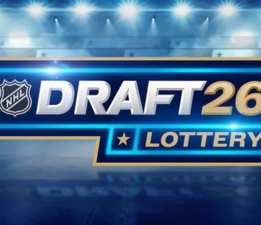 Official NHL Draft Lottery 2026 graphic with NHL logo and large 'DRAFT26' text, critical for Toronto Maple Leafs draft odds analysis.
