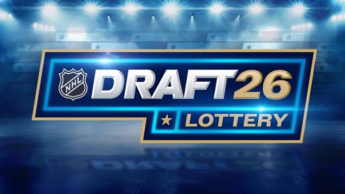 Official NHL Draft Lottery 2026 graphic with NHL logo and large 'DRAFT26' text, critical for Toronto Maple Leafs draft odds analysis.