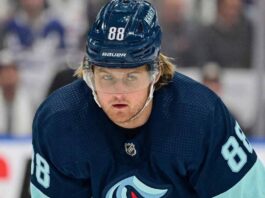 William Nylander Trade Rumors: Toronto Maple Leafs & Seattle Kraken A visualization of Toronto Maple Leafs star William Nylander wearing a Seattle Kraken jersey and helmet (number 88) amidst blockbuster NHL trade rumors.