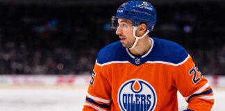 St. Louis Blues forward Jordan Kyrou, a potential Edmonton Oilers trade target, in action on the ice.
