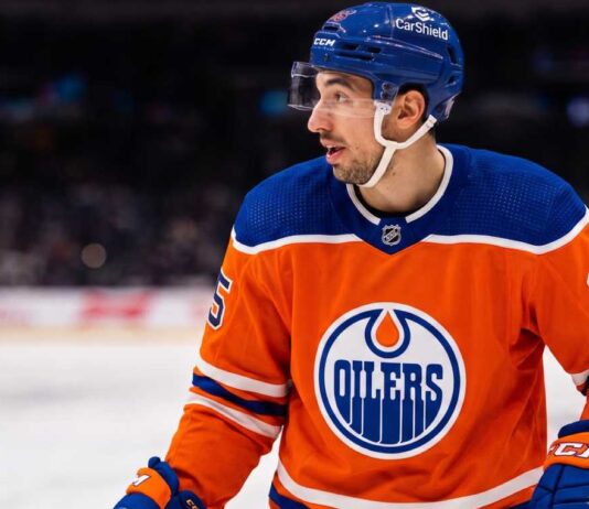 St. Louis Blues forward Jordan Kyrou, a potential Edmonton Oilers trade target, in action on the ice.