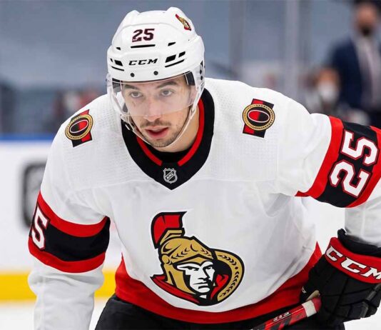 Jordan Kyrou in Ottawa Senators away uniform and helmet - NHL trade rumors analysis