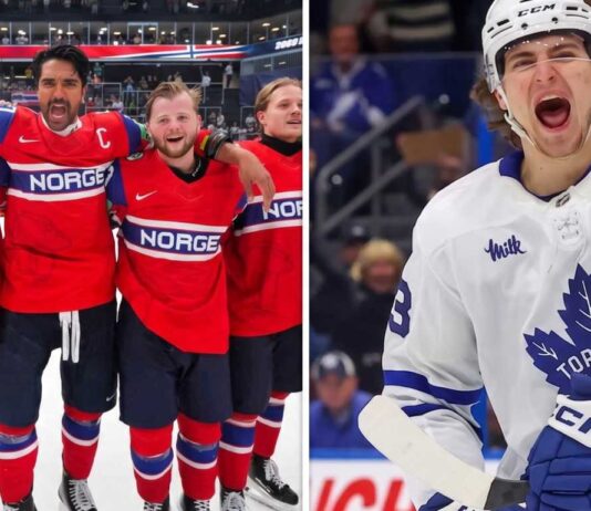 Latest NHL News and NHL Scores: May 31, 2026 Updates A split image for 'Latest NHL News and NHL Scores' featuring the historic Team Norway IIHF Bronze medal win with players linked-arm on ice (left), and Toronto Maple Leafs forward Matthew Knies celebrating passionately in his jersey (right), highlighting monumental upsets and trade rumors in May 2026.