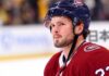 Mason McTavish Trade Rumors: Montreal Canadiens & Anaheim Ducks Close-up of Mason McTavish, Anaheim Ducks center, linked to Montreal Canadiens trade rumors.