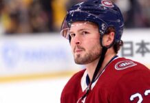 Mason McTavish Trade Rumors: Montreal Canadiens & Anaheim Ducks Close-up of Mason McTavish, Anaheim Ducks center, linked to Montreal Canadiens trade rumors.