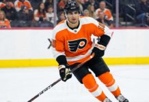 Matty Beniers Trade Rumors: Will the Flyers Acquire the Kraken Center? Matty Beniers Philadelphia Flyers home jersey swap NHL trade rumor visualization.