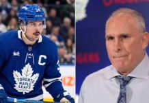 Split image showing Toronto Maple Leafs captain Auston Matthews on the left and former head coach Craig Berube, who was recently fired, on the right, illustrating the major fallout in the latest NHL news.