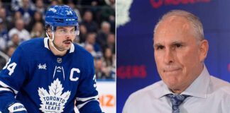 Split image showing Toronto Maple Leafs captain Auston Matthews on the left and former head coach Craig Berube, who was recently fired, on the right, illustrating the major fallout in the latest NHL news.