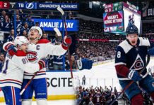 Dynamic graphic recaps May 4 NHL News and NHL Scores, highlighting the Montreal Canadiens’ dramatic 2-1 Game 7 win over Tampa Bay and the Colorado Avalanche’s explosive 9-6 thriller victory against the Minnesota Wild.