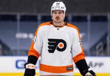 A photograph of Toronto Maple Leafs star center Auston Matthews, the subject of major NHL trade speculation regarding a potential blockbuster move to the Philadelphia Flyers.