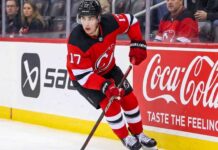 Simon Nemec Trade Rumors: New Jersey Devils Offer Sheet Risk New Jersey Devils defenseman Simon Nemec #17 skating with the puck during play.