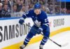 Toronto Maple Leafs Trade Rumors: Will Matthew Knies Be Traded? Toronto Maple Leafs forward Matthew Knies, wearing jersey number 23, skating on the ice during an NHL game. This image relates to offseason trade rumors regarding Knies and his perceived high value in the NHL trade market.