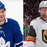Latest NHL News and NHL Scores: Vegas Comeback & Injury Updates A composite NHL news image featuring Max Domi (left) in his Toronto Maple Leafs jersey, smiling, alongside Vegas Golden Knights captain Mark Stone (right). This visual highlights the major contrasting stories covered in the blog: Domi's reported indefinite absence due to injury complications and Stone's heroic return to the lineup.