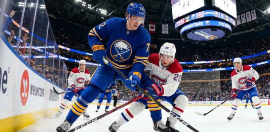 Montreal Canadiens vs Buffalo Sabres NHL Playoff Game Action