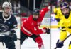NHL Mock Draft 2026: First-Round Predictions & Scout Analysis Collage of three elite 2026 NHL draft prospects in Penn State, Team Canada, and Team Sweden gear, representing top scouting tiers and diverse development paths