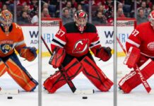 Connor Hellebuyck Trade Rumors: 3 Landing Spots for the Winnipeg Jets Goalie innipeg Jets goalie Connor Hellebuyck, a target in NHL trade rumors for the Panthers, Devils, and Red Wings, in a butterfly save stance wearing TRUE goalie gear.