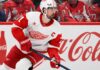 Dylan Larkin Detroit Red Wings captain skating past Coca-Cola boards as NHL trade rumors continue around Steve Yzerman’s offseason plans