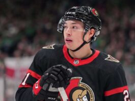 Ottawa Senators Targeting Jason Robertson After Brady Tkachuk Trade CONCEPTUAL PHOTO: Jason Robertson of the Dallas Stars wearing an Ottawa Senators home uniform and helmet. This conceptual image illustrates the Senators' aggressive push to acquire Robertson following the Brady Tkachuk blockbuster trade to Florida.
