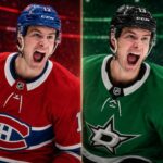 Mathew Barzal split image in Montreal Canadiens and Dallas Stars jerseys as New York Islanders trade rumors link both NHL teams to the star forward