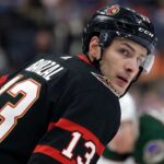 MATHEW BARZAL JERSEY SWAP CONCEPT PHOTO IN OTTAWA SENATORS UNIFORM WITH NUMBER 13.