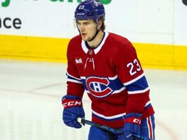 Matthew Knies Trade Rumors: Why the Canadiens & Maple Leafs Deal Failed An imagined photo of hockey player Matthew Knies in a Montreal Canadiens home jersey on the ice.