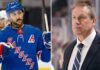 NHL News and Hockey News: Leafs Hire Hiller & Trocheck Trade Rumors A split photo featuring Vincent Trocheck in a New York Rangers jersey (left) and newly hired Toronto Maple Leafs head coach Jim Hiller (right), representing the latest NHL news and hockey news.