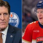 Split image of newly hired Edmonton Oilers head coach Mike Babcock and newly acquired Florida Panthers forward Brady Tkachuk highlighting today's latest NHL news and offseason changes.