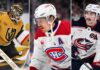 Akira Schmid, Brendan Gallagher and Zach Werenski featured in a three-way NHL News split image as trade rumors and free agency buzz heat up.