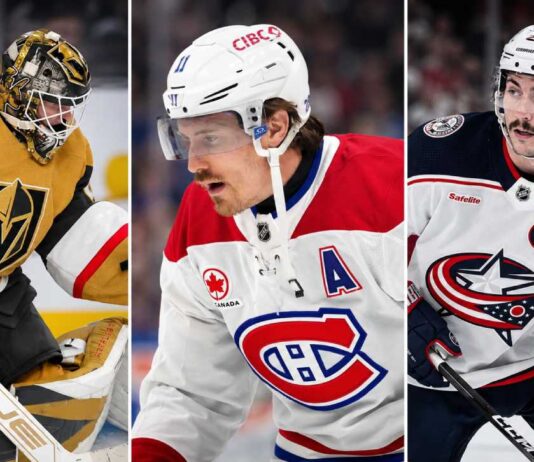 NHL News Today: Panthers Add Goalie Help, Werenski Rumors Heat Up, RFA Market Gets Wild Akira Schmid, Brendan Gallagher and Zach Werenski featured in a three-way NHL News split image as trade rumors and free agency buzz heat up.