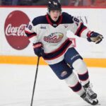 Saginaw Spirit forward Nikita Klepov (99) skates with the puck, showcasing the elite offensive drive and competitive edge that makes him a prime target for the Columbus Blue Jackets at #14 in the 2026 NHL Draft.