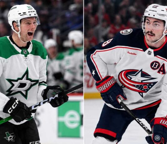 Thomas Harley and Zach Werenski split image for Dallas Stars and Columbus Blue Jackets trade rumors involving a potential NHL blockbuster