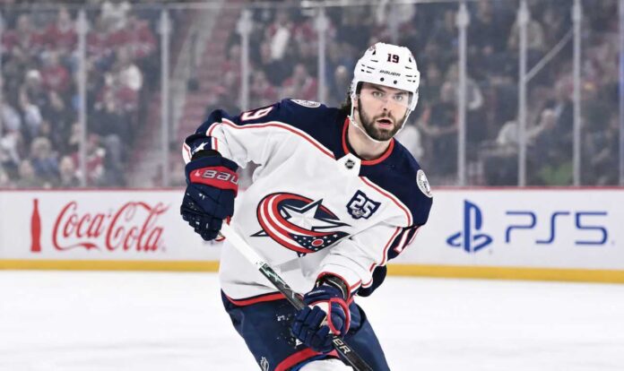 adam-fantilli-blue-jackets-contract-offer-sheet Adam Fantilli skating for the Columbus Blue Jackets as contract rumors suggest his next deal could exceed a $14 million AAV.