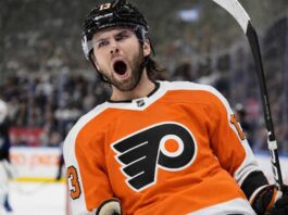 Adam Fantilli Flyers Rumor: Could Philadelphia Target the Columbus Blue Jackets Center? Adam Fantilli wearing a Philadelphia Flyers home jersey amid rumors he could become the Flyers’ next offer-sheet target.