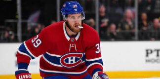Anthony Mantha wearing a Montreal Canadiens home jersey as the Canadiens explore signing the free-agent winger.