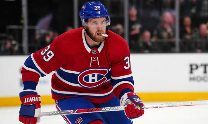 Anthony Mantha wearing a Montreal Canadiens home jersey as the Canadiens explore signing the free-agent winger.