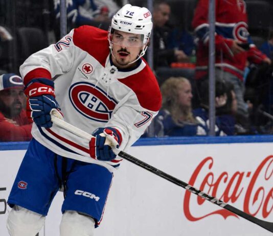 Will the Montreal Canadiens Trade Arber Xhekaj for a Second-Line Center? Arber Xhekaj skating for the Montreal Canadiens as trade rumors link the defenceman to a possible package for a second-line center.