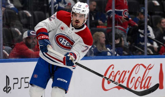 arber-xhekaj-canadiens-2c-trade-rumor Arber Xhekaj skating for the Montreal Canadiens as trade rumors link the defenceman to a possible package for a second-line center.
