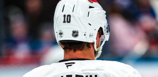 Artemi Panarin looking down the ice as he hopes to improve on his 2026-27 fantasy hockey point projection.