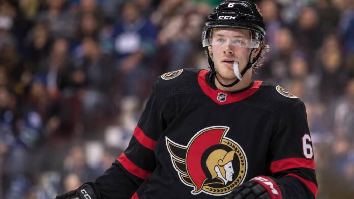 brock-boeser-ottawa-senators-trade-rumor Brock Boeser wearing an Ottawa Senators home jersey amid NHL trade rumors linking the Vancouver Canucks winger to Ottawa