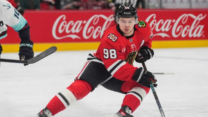 connor-bedard-blackhawks-contract-offer-sheet-rumors Connor Bedard skates for the Chicago Blackhawks as contract and offer sheet rumors raise questions about his next NHL deal.