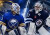 What Will It Cost the Buffalo Sabres to Trade for Connor Hellebuyck? Ukko-Pekka Luukkonen and Connor Hellebuyck featured in Buffalo Sabres and Winnipeg Jets trade rumor graphic