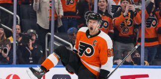 Connor McDavid wearing a Philadelphia Flyers home jersey as trade rumors link the Edmonton Oilers captain to Philadelphia
