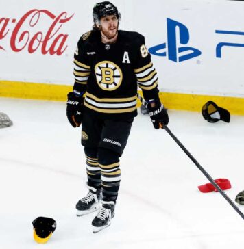 David Pastrnak Point Projections 2026-27: Can He Reach 108 Points? David Pastrnak in a Boston Bruins jersey during a hat trick celebration, featured in our 2026-27 fantasy hockey point projection.